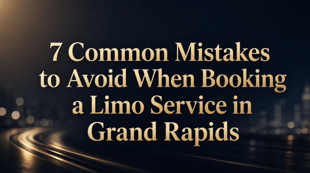 Limo service booking mistakes in Grand Rapids with luxury transportation background